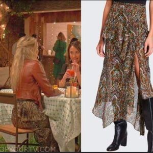 Veronica Beard Trixie Silk Chiffon Ruffle Skirt paisley gold detail 12 NWT